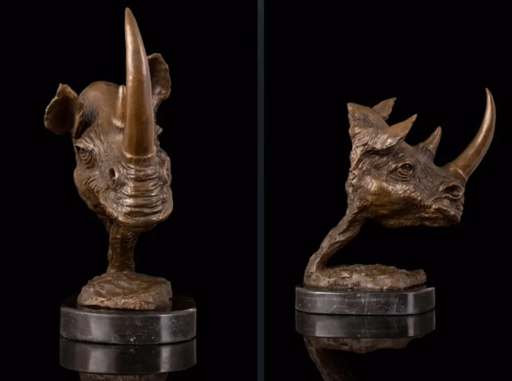 32 см Western Art Deco Бронза Медь мрамор OX волов бык рогатый скот скульптура бюста