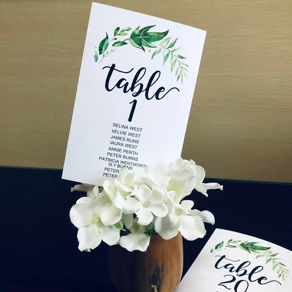  10 Personalized Wedding place card table names numbers signs with guest name Invitation - 32958021573