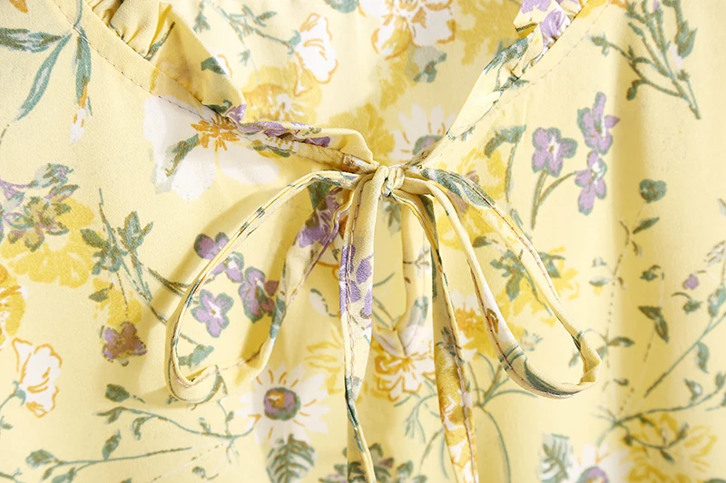 2018送料無料新ファッション花柄シフォンサマードレス甘い薄いスリム女性のワークウェアプリントドレスカジュアルかわいいホット