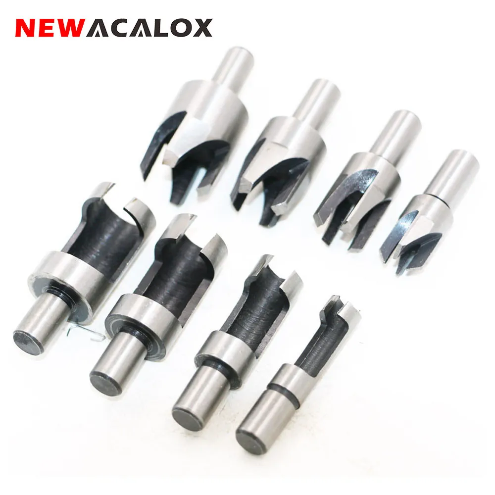 

NEWACALOX Carpentry Wood Plug Cutter Straight Tapered Claw Type Drill Bit Set Electric Wood Carving Tool Woodworking Cutter 8PCS