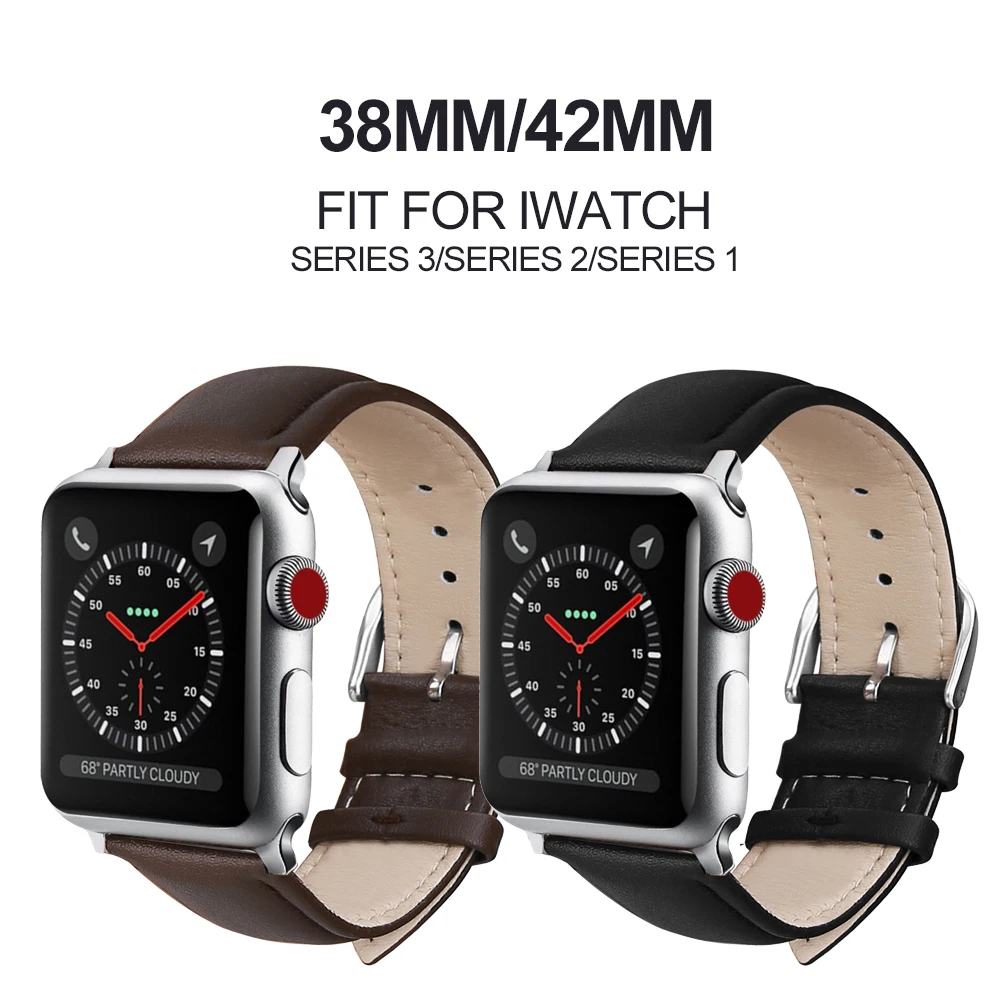 

MU SEN Color Hot Sell Leather Watchband for Apple Watch Band Series 3/2/1 Sport Bracelet 42 mm 38 mm Strap For iwatch Band