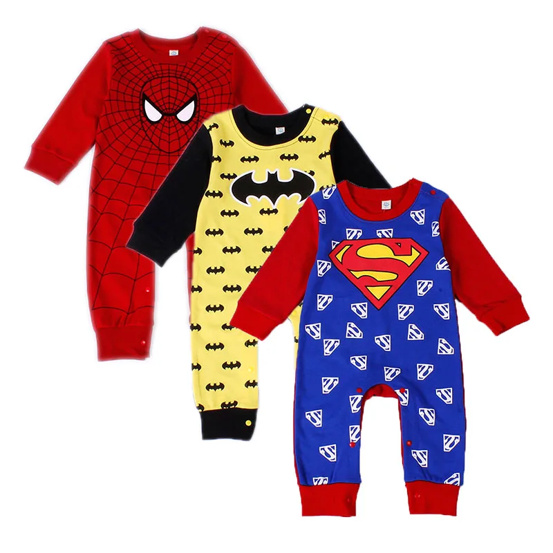

New Style Baby Boy Romper Newborn Baby Clothes Cute Hero Style Superman Batman Spider-man Captain America Bebe 1pcs HB032