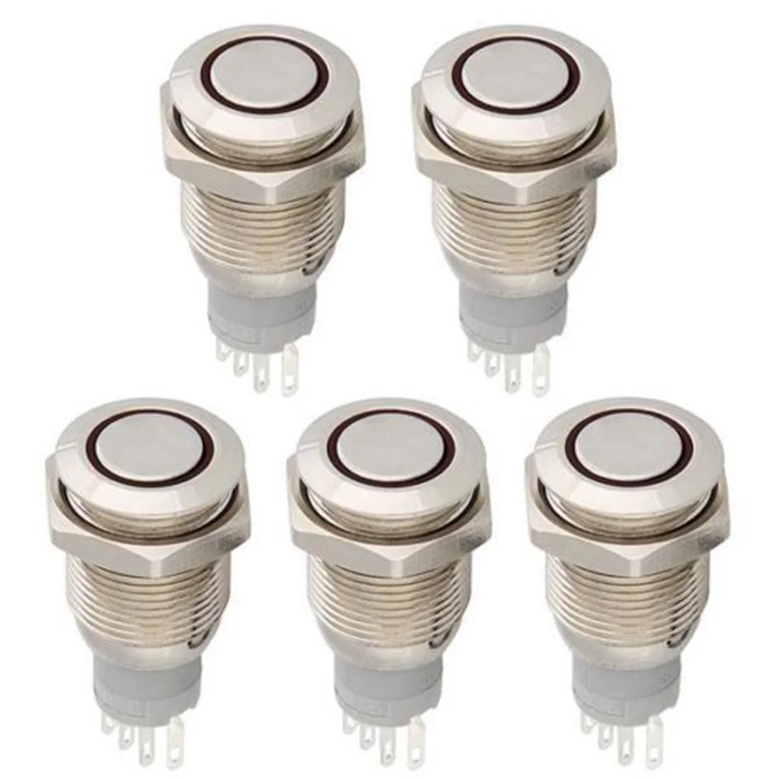 

Marsnaska hot sale 5pcs/lot 12V Red LED Metal Switch Push Button Latching 16mm for Car Auto Boat
