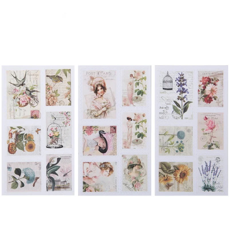 

1pack/lot Vintage Stamp Shaped Paper Stickers DIY Dairy Stickers Scrapbooking Album Hand Account Diary Decoration Stickers Label
