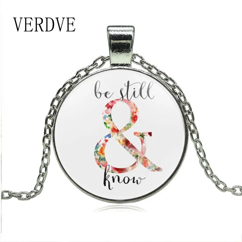 

VERDVE Christian Jewelry Bible Verse Art Be Still and Know Necklace Inspirational Jewelry Psalm Fashion Women Men Faith Gifts