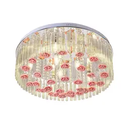 Керамика Роза светодиодные лампы кристалла романтическая спальня потолочный светильник домашнего освещения гостиной лампа Свадьба