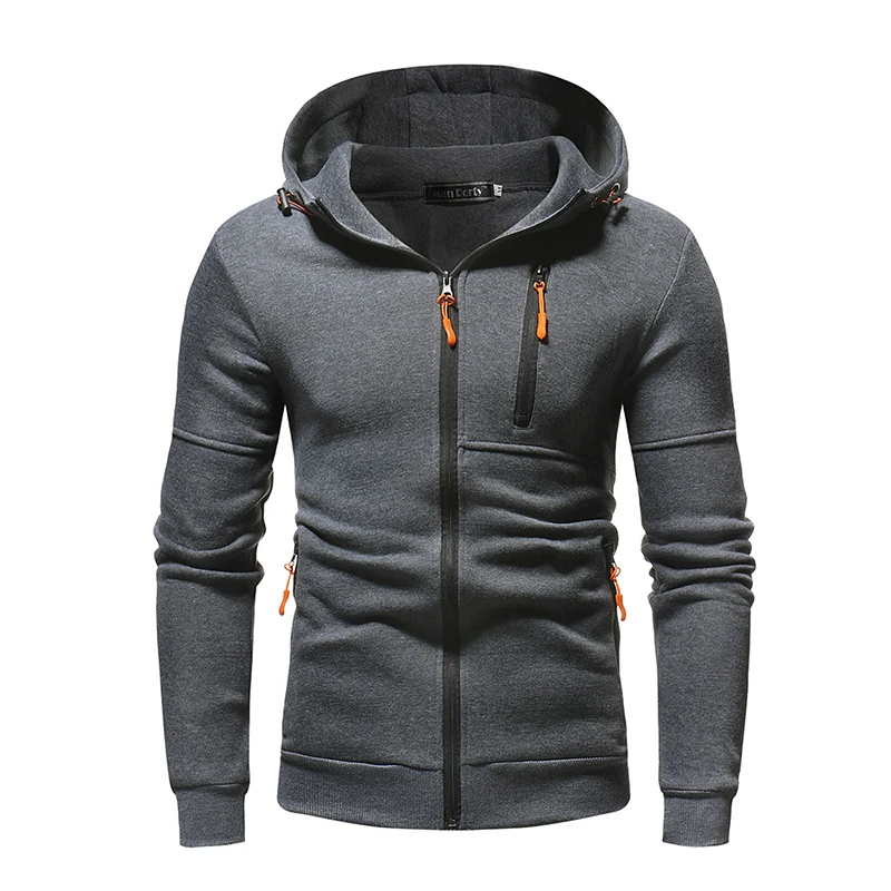 

Large size M-3XL Men's hoodies brand casual hooded sweatshirt men 2018 winter autumn new fashion Zipper threshold Hoodies coat