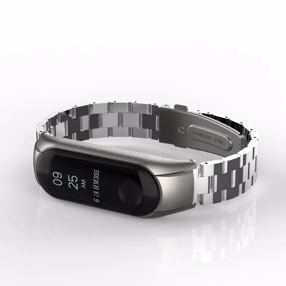 Металлический ремешок из нержавеющей стали для Xiaomi mi band 3 4 Классический сменный
