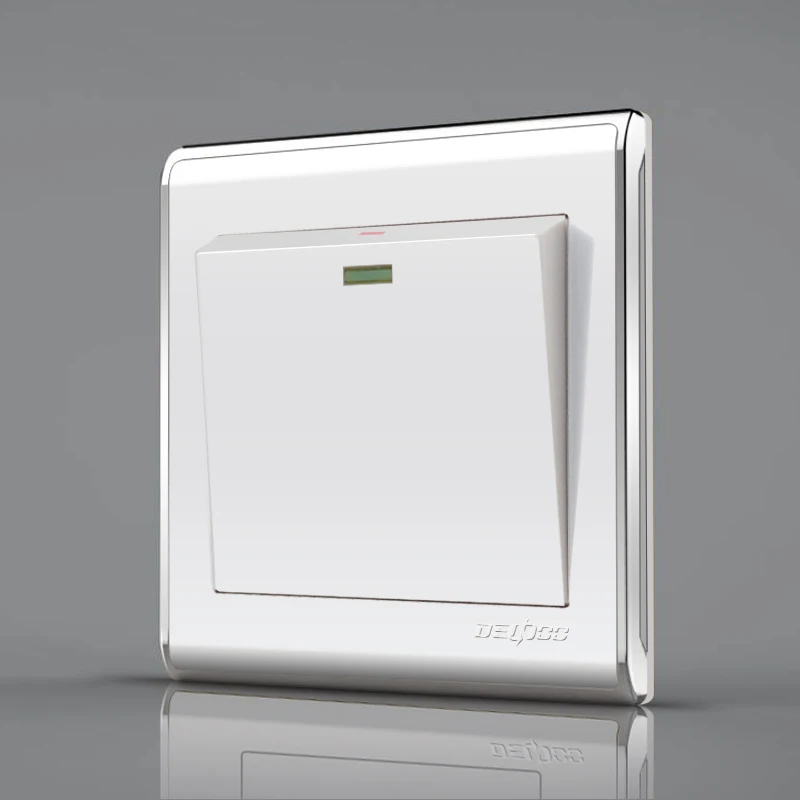 

Luxury Home Switch Socket Panel, 86-Type Wall Switch Bright Silver Porcelain White, A Dual Control, 16A AC110-250V
