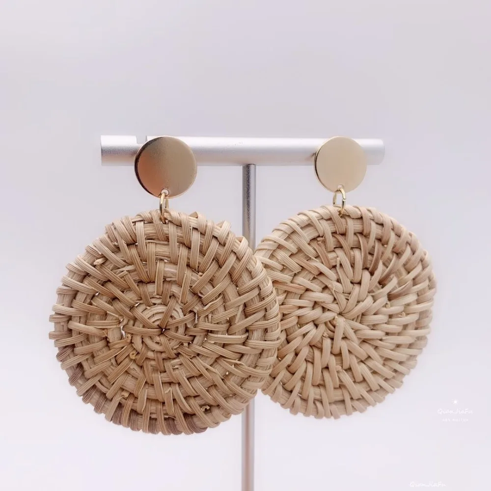

NEW GOLD RATTAN KNIT EARRINGS FASHION JEWELRY EARRINGS WEDDING PARTY GIFTS FEMALE ACCESSORIES GOOD QUALITY