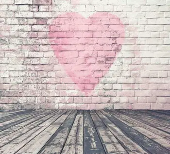 

Valentines Day Heart Brick Stone photo studio background Vinyl cloth High quality Computer Print wedding photo backdrop