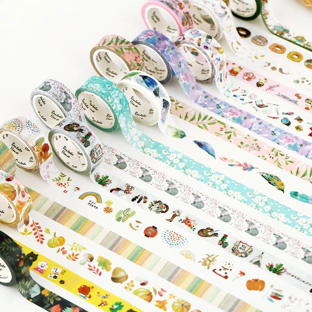 10pcs Basic Color Masking Tape Set Slim 8mm Multi Cute Pattern Decoration  Paper Washi Tapes Stickers Gift A6034 - AliExpress