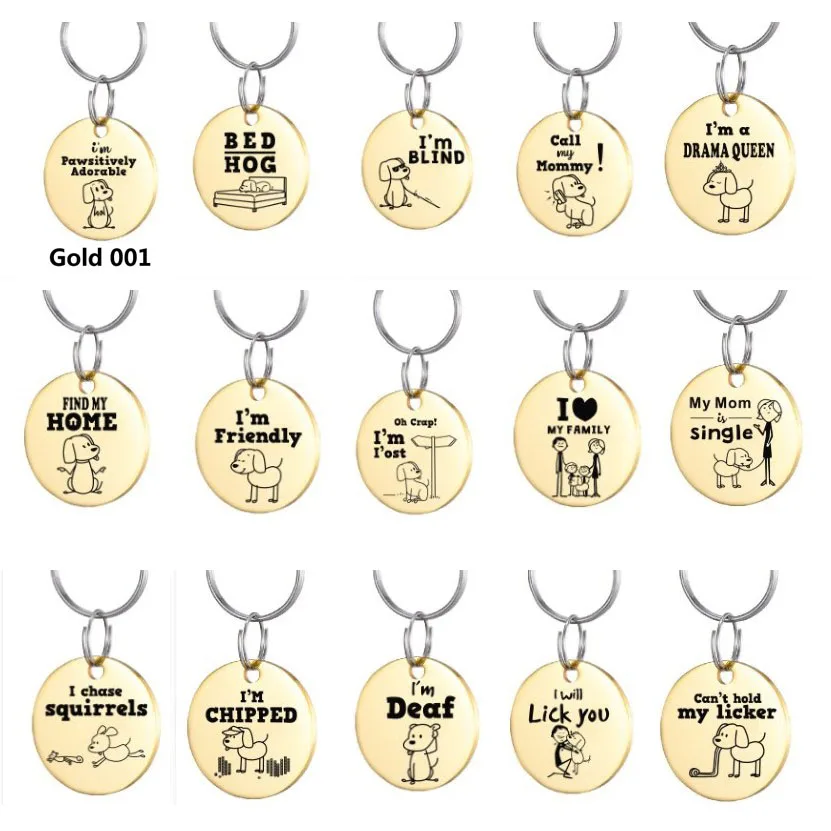 ID Tags For Dog And Cat Round Pet ID Tags Personalized solid stainless steel pets in tags Pet Name+ tel Phone+ Sex