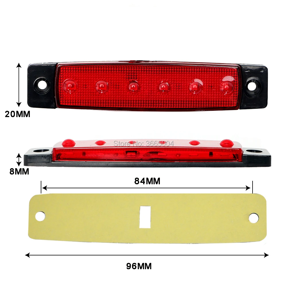 1 шт., 12 В, 24 В, 6LED, боковые габаритные индикаторы, светильник, грузовик, прицеп, лодка, зазор, красный, белый, синий, желтый, зеленый