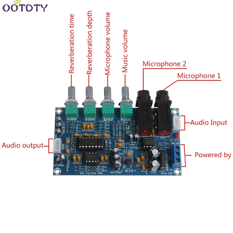 Двойной усилитель мощности микрофона плата звуковой усилитель модуль цифровой реверберации пластина