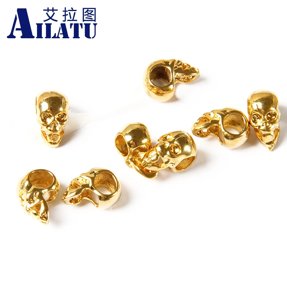 

Ailatu Free Shipping 10pcs Laughing Skull Charm made of Copper For DIY Jewelry Making