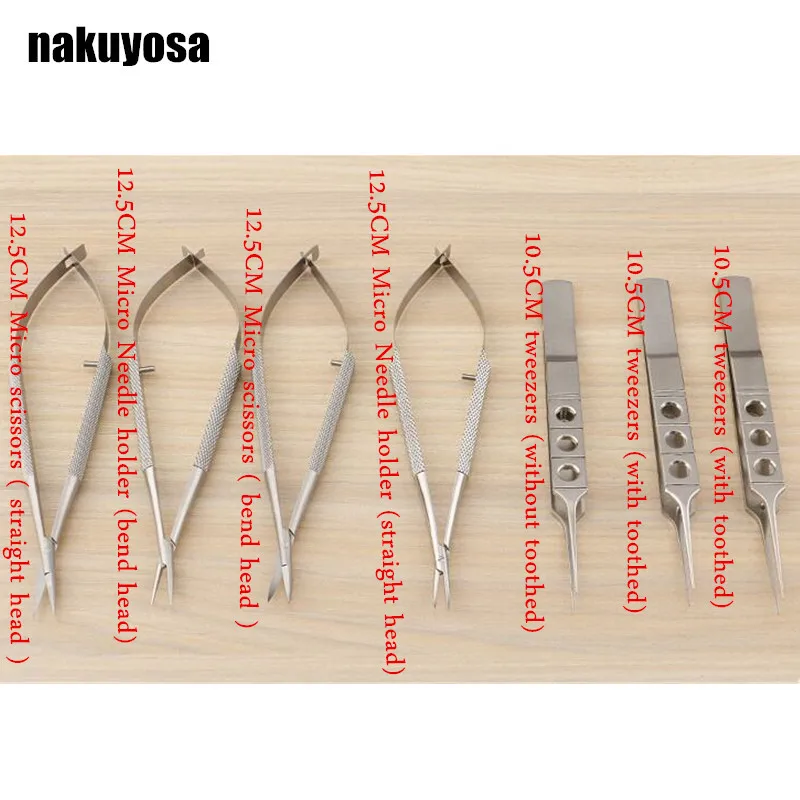 

7pcs/set 12.5cm scissors+Needle holders +tweezers stainless steel surgical instruments ophthalmic microsurgical instruments