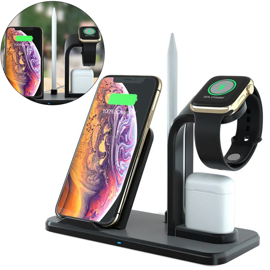 

3 in 1 Wireless Fast Charger for iPhone XS MAX XR X QI Wireless Desktop Charging Holder Stand for Samsung S10 Plus S10e Bracket