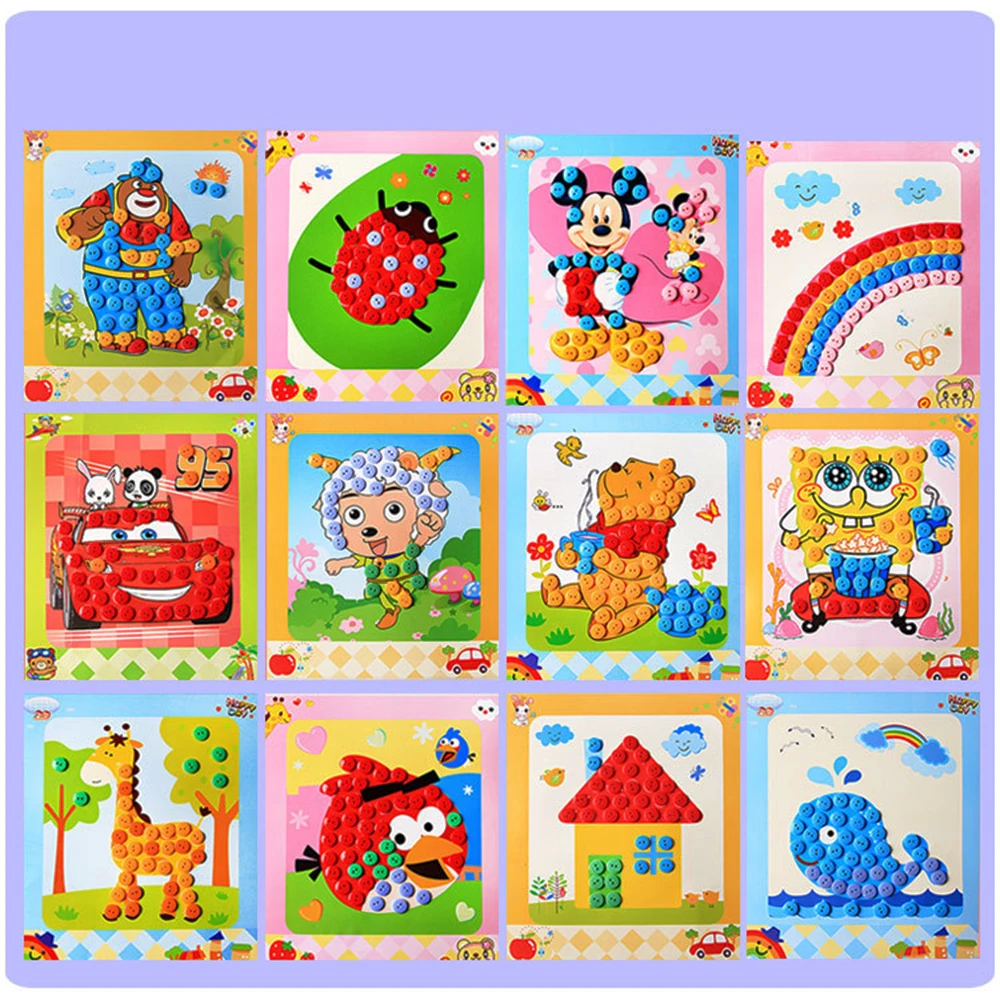 Basic & Life Skills Toys Puzzle button training Learning & Education 12 pc/lot Button baby Stickers Handmade DIY Toy For Child Basic & Life Skills Toys Puzzle button training Learning & Education 12 pc/lot Button baby Stickers Handmade DIY Toy For Child