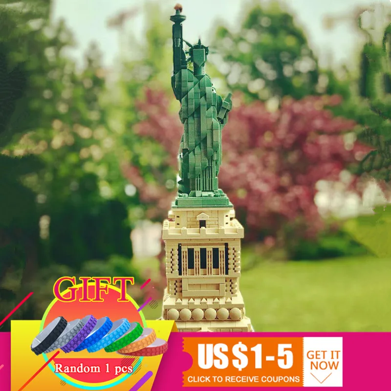 

17011 1887Pcs Architecture State of Liberty Set Building Block Bricks Compatible with 21036 Educational Model DIY Gift toy