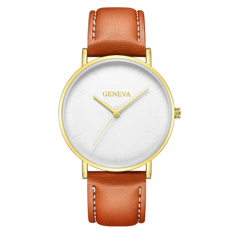 Мужские часы GENEVA модные деловые спортивные часы для мужчин лучший бренд класса люкс кожа Reloj Hombre Повседневная relogio masculino saat - Цвет: brown 5