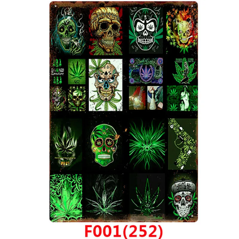 California Weed Retro Metal Tin Signs Poster Marijuana Vintage Tinplate Poster Bar Cafe Wall Decoration Poster 20*30cm - Color: Burgundy