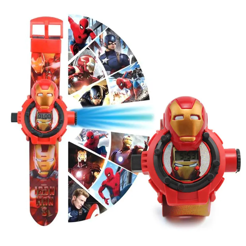 Человек-паук Ironman Капитан Америка электронные Проекционные студенческие Детские часы настольные детские часы - Цвет: 3