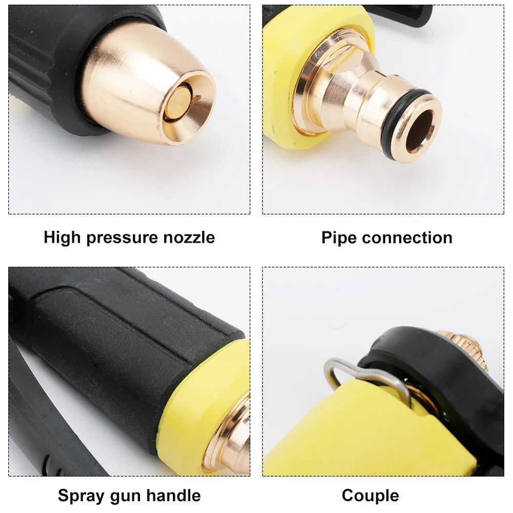 Водяной пистолет высокого давления, регулируемое Латунное распылительное сопло, садовый полив, разбрызгивающий пистолет, бытовой инструмент для очистки, мойка автомобиля