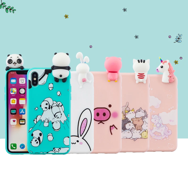 

3D Stress Relief Soft Silicon Cute Unicorn Panda Printing Capa For iPhone 5 5s SE 6 6s 7 8 Plus X 10 XS Max XR Phone Cover Case