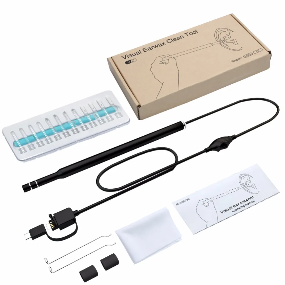 Antscope HD 720P визуальный очистки уха эндоскопа камера порт USB Type C