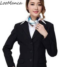 Женские осенне-зимние блейзеры, куртка с длинными рукавами, однобортный пиджак с карманами и пуговицами для работы, офисный пиджак в деловом стиле, feminino