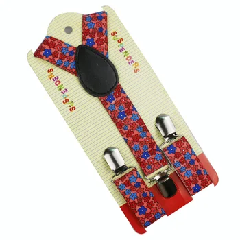 

Winfox New Fashion 1 Inch Adjustable Clip On Red Flower Star Toddler Suspenders Braces For Children Kids