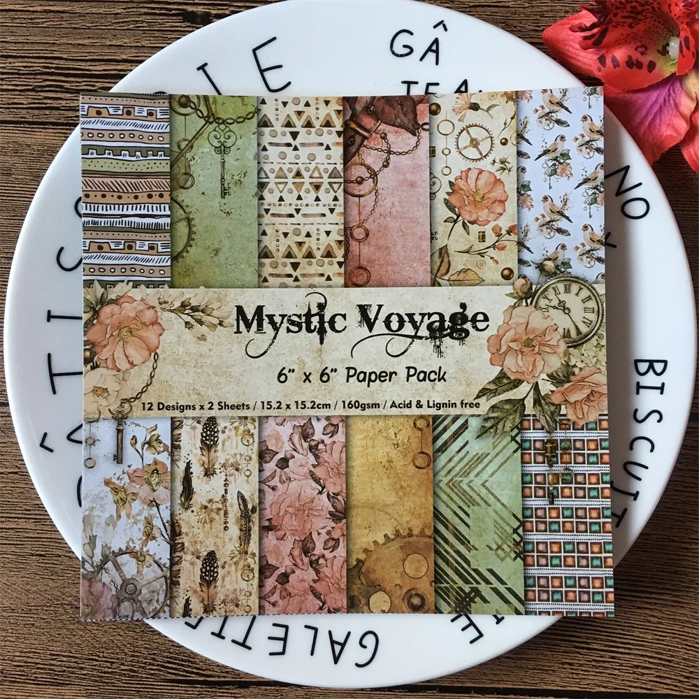 24 шт./упак. 6*6 дюймов Mystic Voyage узорчатый бумажный пакет для скрапбукинга DIY счастливая карточка планировщика делая журнал проект