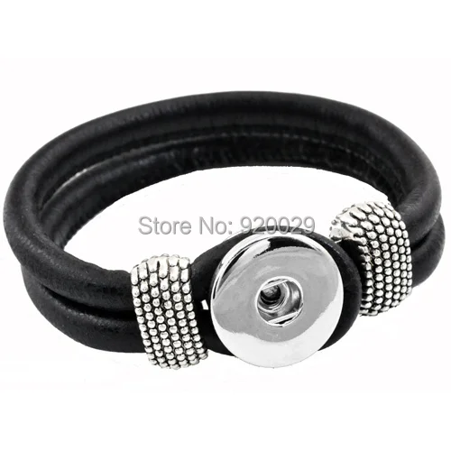 

P00003 10color Snap Button Bracelet&Bangles Newest real leather Bracelet For Women 18mm charm button Rivca Snap Button Jewelry
