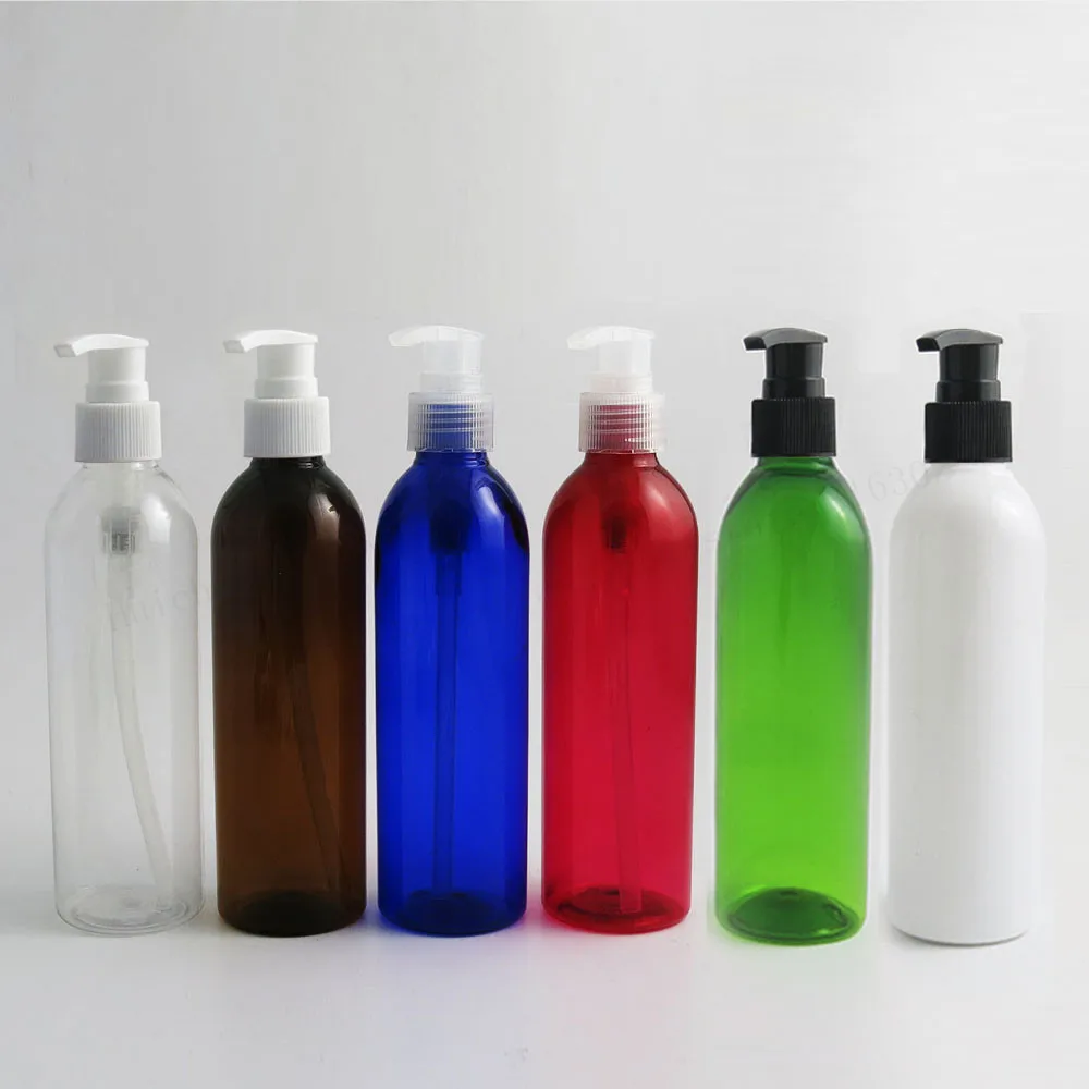 20 X 250ml Brown Clear Blue Red Pet Plastic Bottle with Black Dispening