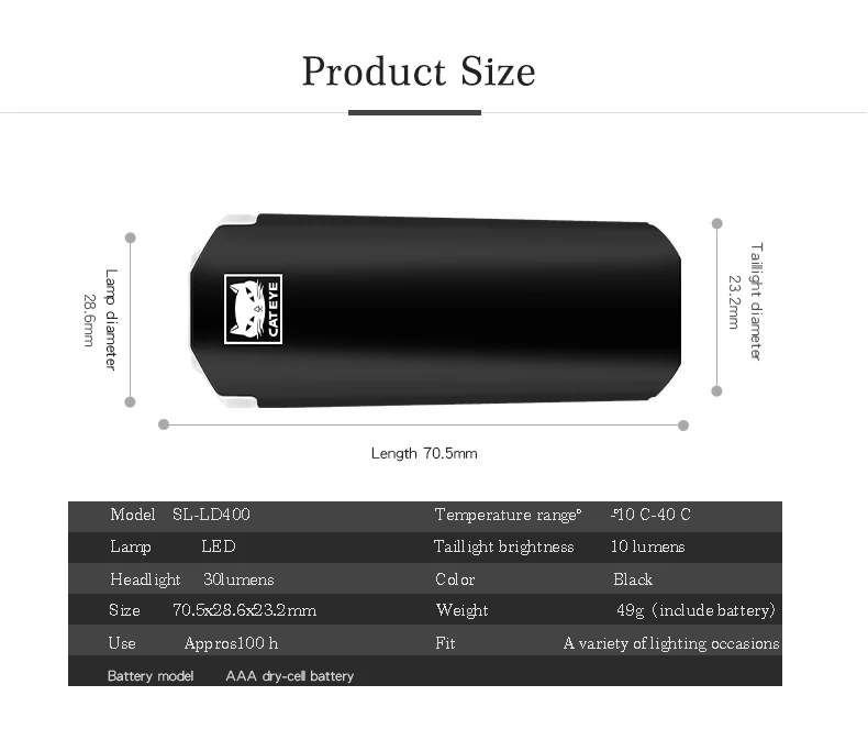 Clearance CATEYE Bicycle Light 30/15 Lumens Cycling Bike Head front Rear Lights LED Handlebar Lamps Bicycle Helmet Safety Flashlight Torch 10