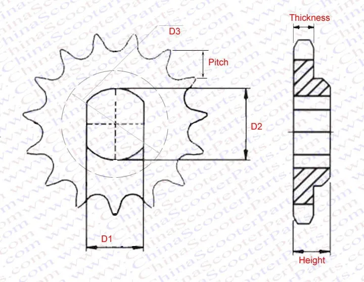 E Scooter Front Sprocket H Chain