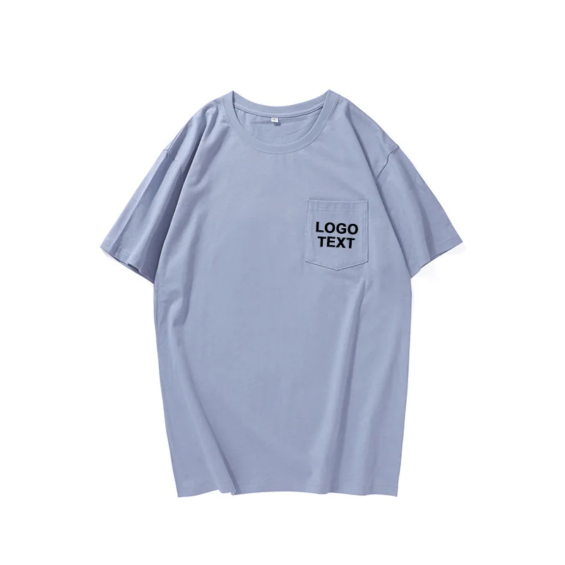 Негабаритная Хлопковая мужская футболка в стиле хип-хоп в стиле панк с карманом Фирменная Форма команды логотип на заказ фото Текст