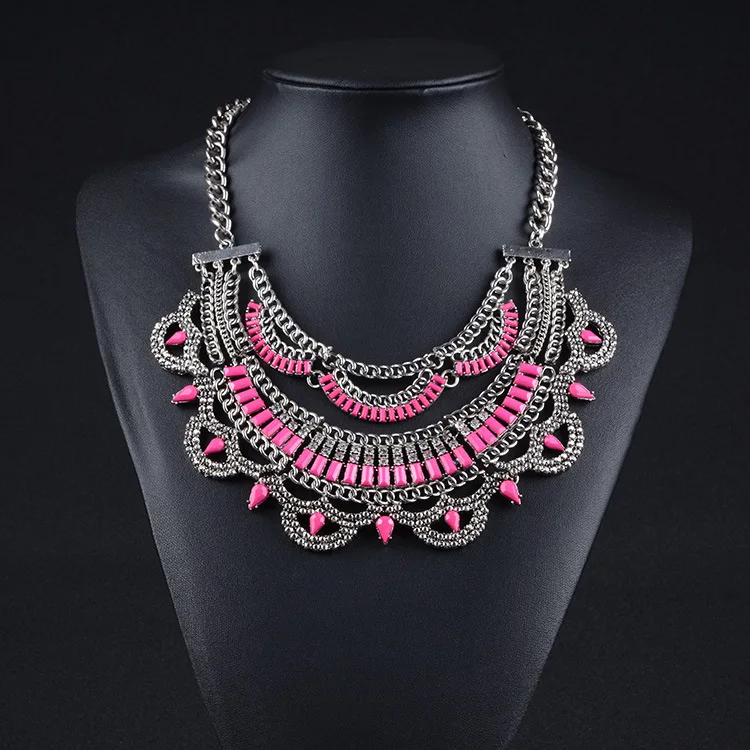 Fashion Bohemia Women Jewelry Pendant Choker Crystal Chunky Statement Necklace