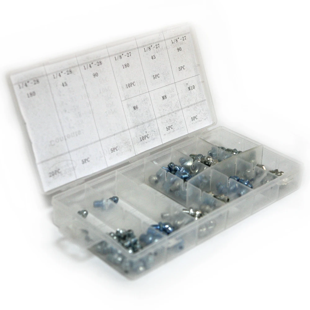 

US Stock Warehouse 70PCS/Set Grease Nipple Assortment Carbon Steel 1/8" 1/4" 6mm 8mm 10mm Hardware Tools