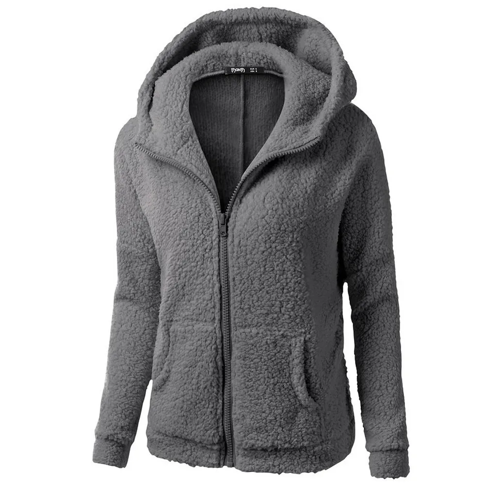 Women Hooded Teddy Coat Fleece Winter Warm Wool Zipper Thicker Coat Cotton zip-up Outwear oversized hoodie women Casual Coat new