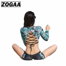 ZOGGA 2019 мята с открытой спиной с цветочным принтом женский с эластичной талией летний комплект высококачественный полиэстер/нейлон Для