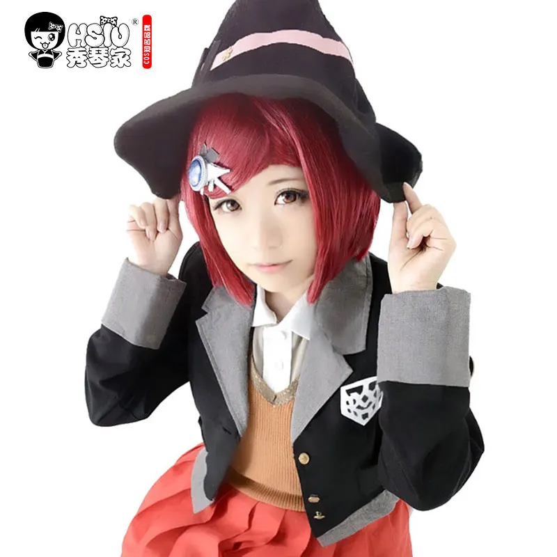 

QC HSIU New Danganronpa V3 Yumeno Himiko short red Cosplay Wig Costume Play Wigs Halloween women Costumes Hair wig free shipping