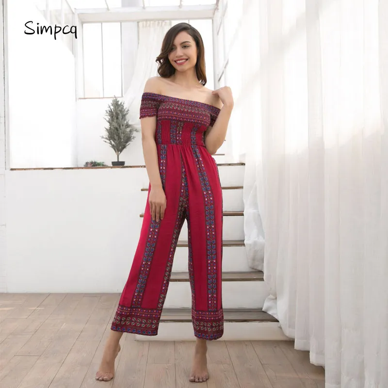 Real Catsuit Body Beach Umbrella Pareos Summer Seaside Wear Long Rompers For Sexy Bra Bohemian Style Boat Neckline Design 