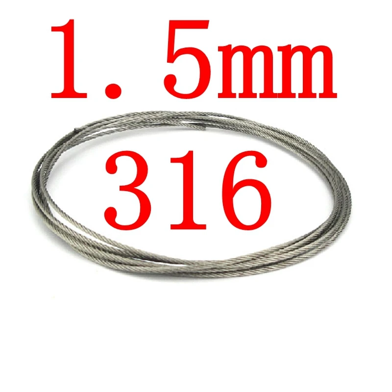 1.5MM Diameter 7X7 High Tensile Authentic 316 Stainless Steel Wire Rope