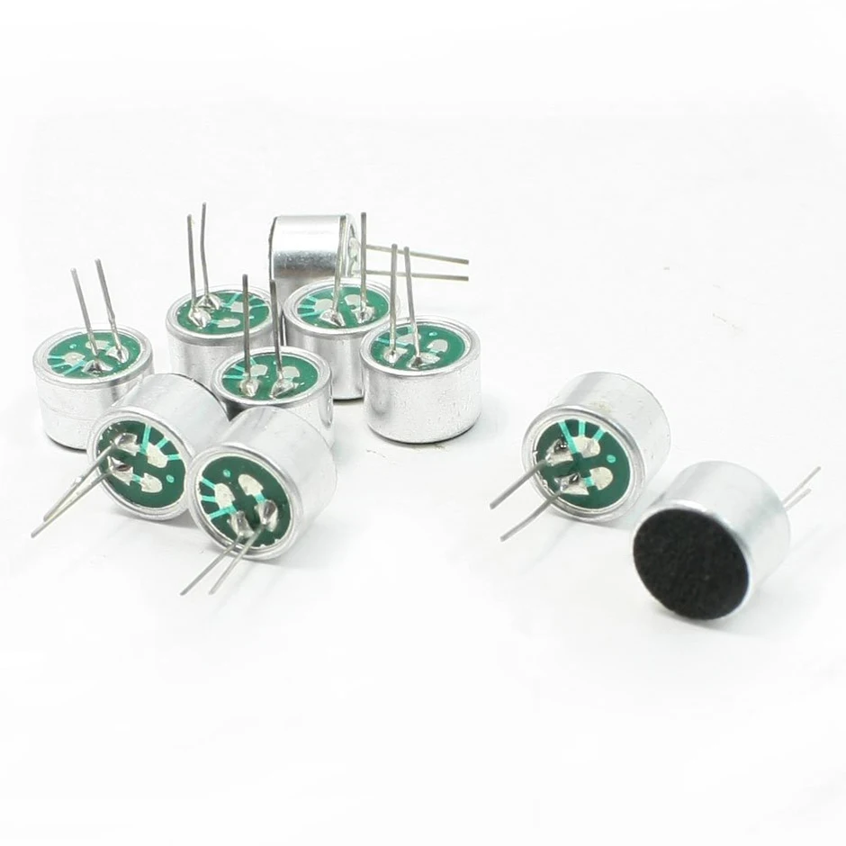 2 Pin MIC Kapsel Elektret Kondensator Mikrofon Silberfarbe Schwarz 