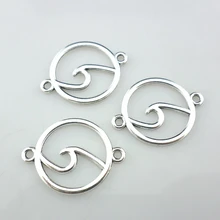 Conector de encantos tibetano oceano prata, 24 peças, pingentes 20x26mm, diy, pulseira, colar, fabricação
