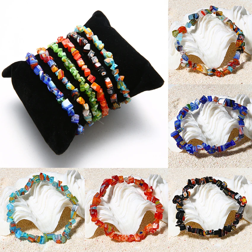 

RINHOO Multicolor Natural Stone Charm Bracelets & Bangles Beaded Stretch Elastic Bracelet Femme for Women Female Jewelry