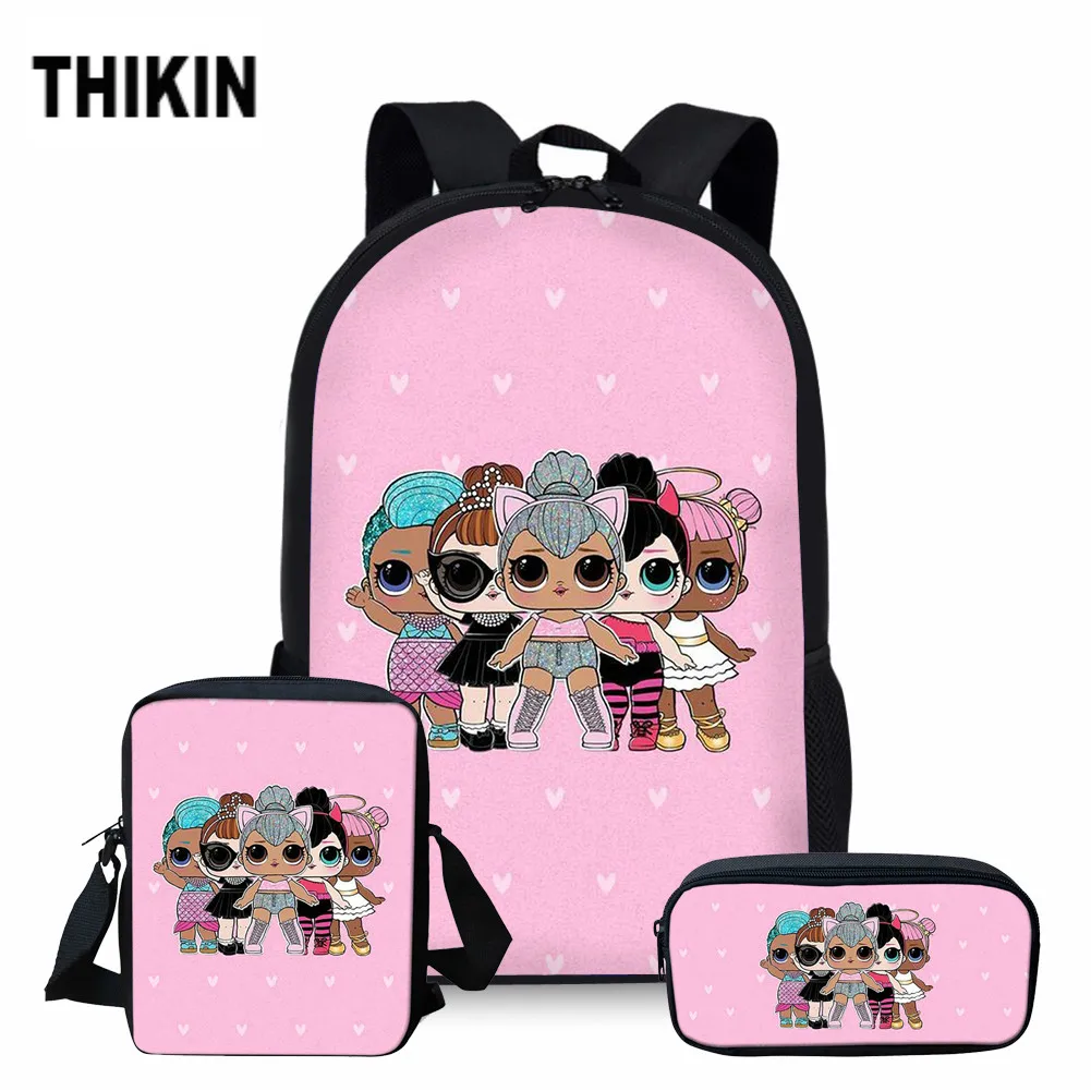 THIKIN Casual Pretty Doll Cute Print School Bags 3pcs/set for Teen Girls School Backpack Cartoon Pattern Bookbag Lovely Satchel THIKIN Casual Pretty Doll Cute Print School Bags 3pcs/set for Teen Girls School Backpack Cartoon Pattern Bookbag Lovely Satchel
