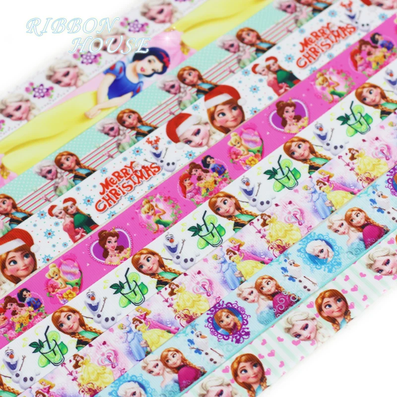 

(6 ribbons/lot) 22mm Printed Grosgrain Pretty Cartoon Ribbon Wholesale Christmas Ribbons
